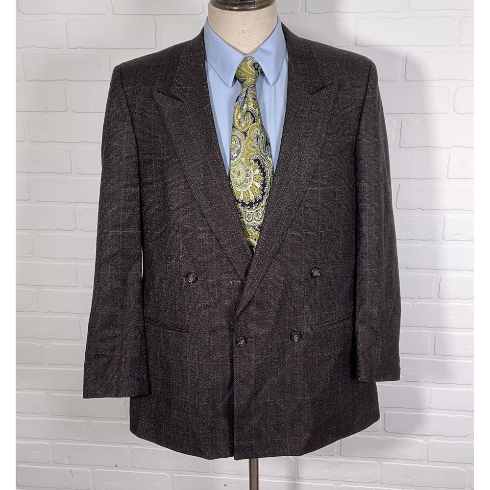 Jeremy Cobb Blazer Mens 43R Black Red Cosmo Double Breasted Wool Classic VTG
